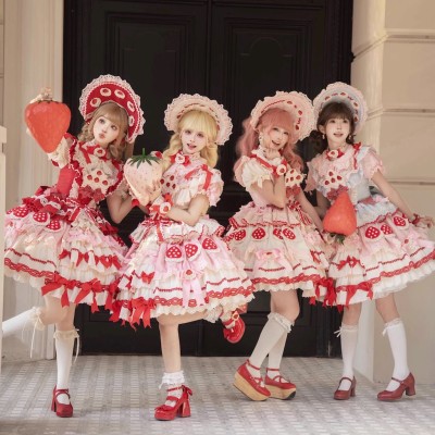 Hinana Queena Strawberry Party Blouse JSK and OPs(Reservation/4 Colours/Full Payment Without Shipping)